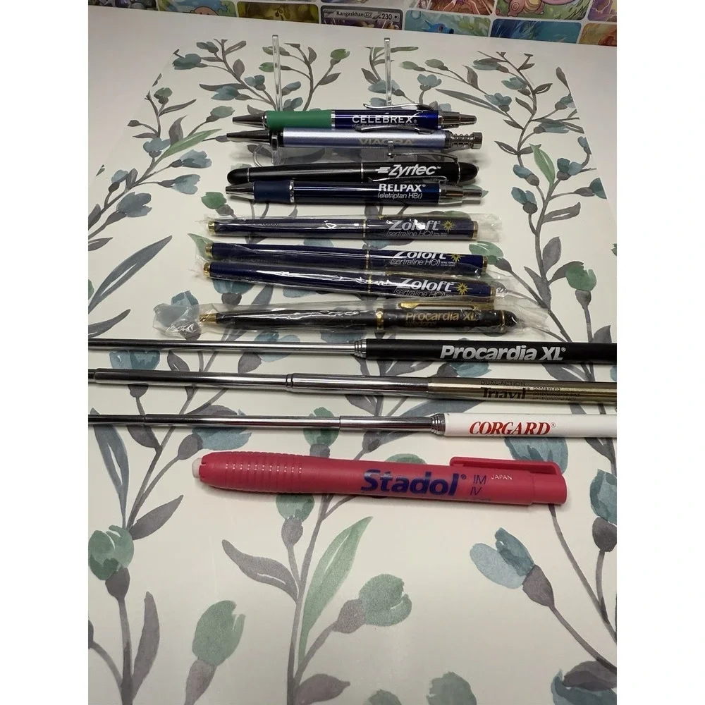 Lot of 12 Pharmaceutical Metal Pens Eraser Extendable‎ Pointers Drug Rep Promo